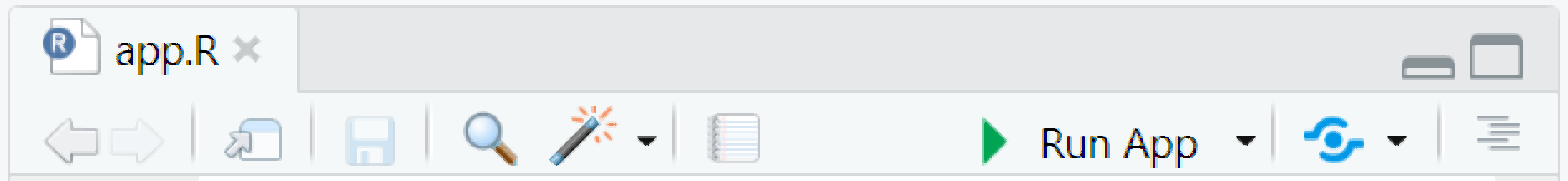 Tombol Run App dalam RStudio